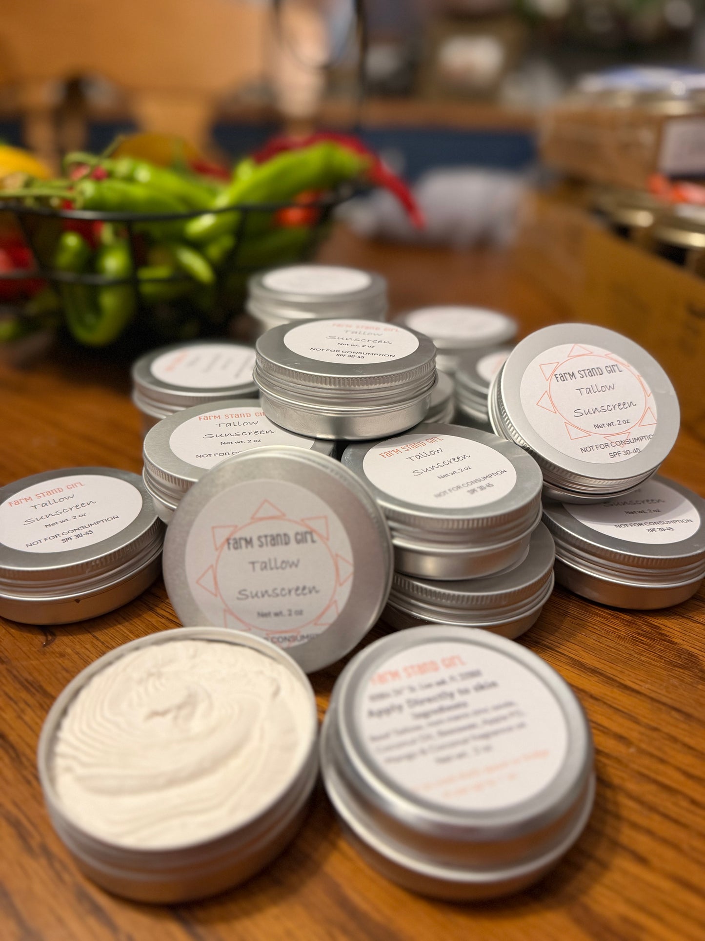 Tallow Sunscreen with non-nano zinc oxide, dye free