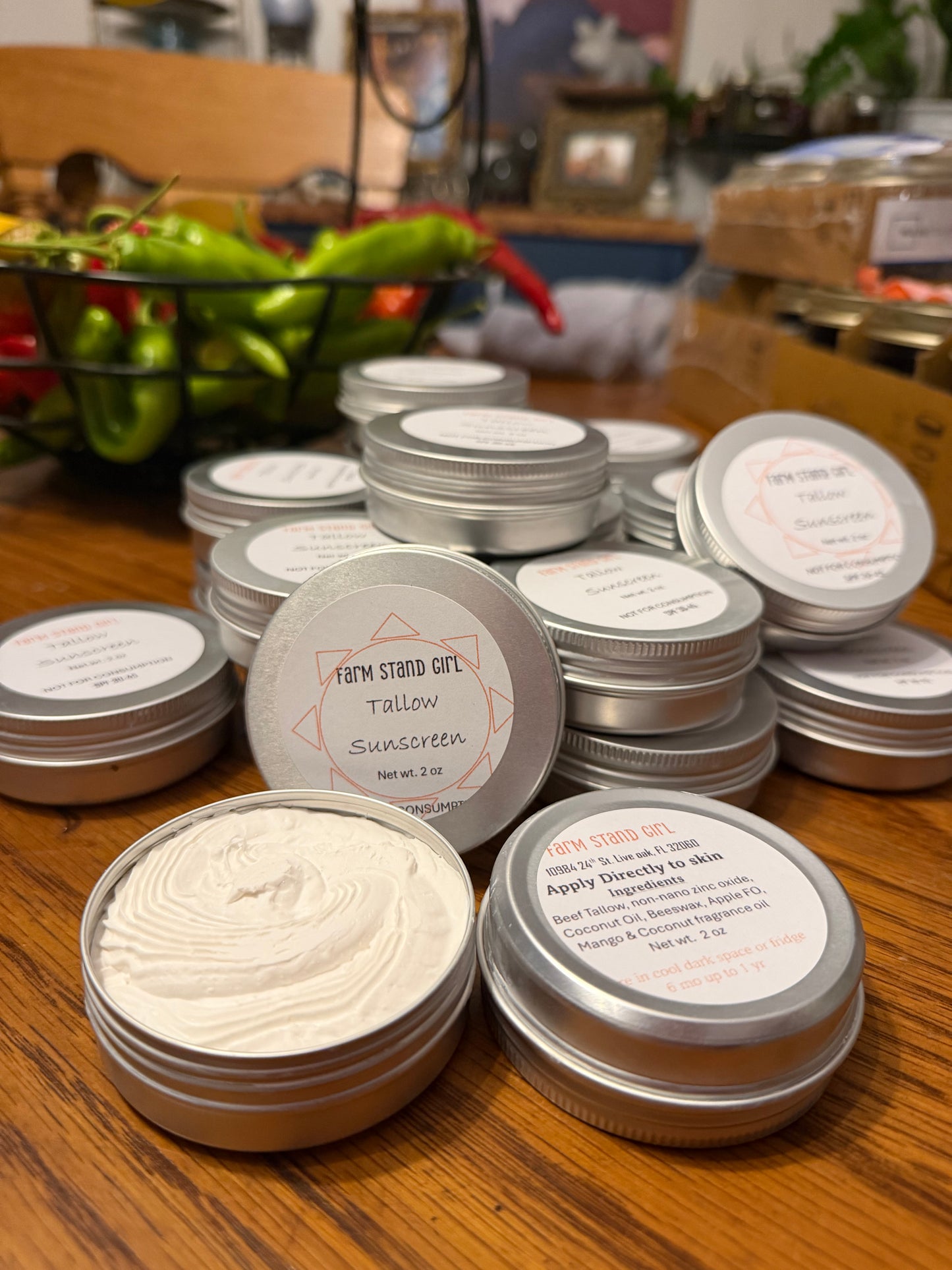 Tallow Sunscreen with non-nano zinc oxide, dye free