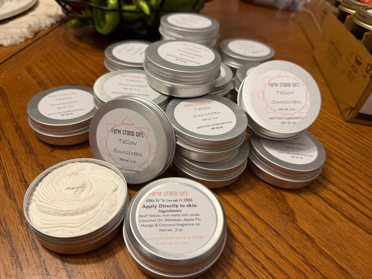 Tallow Sunscreen with non-nano zinc oxide, dye free