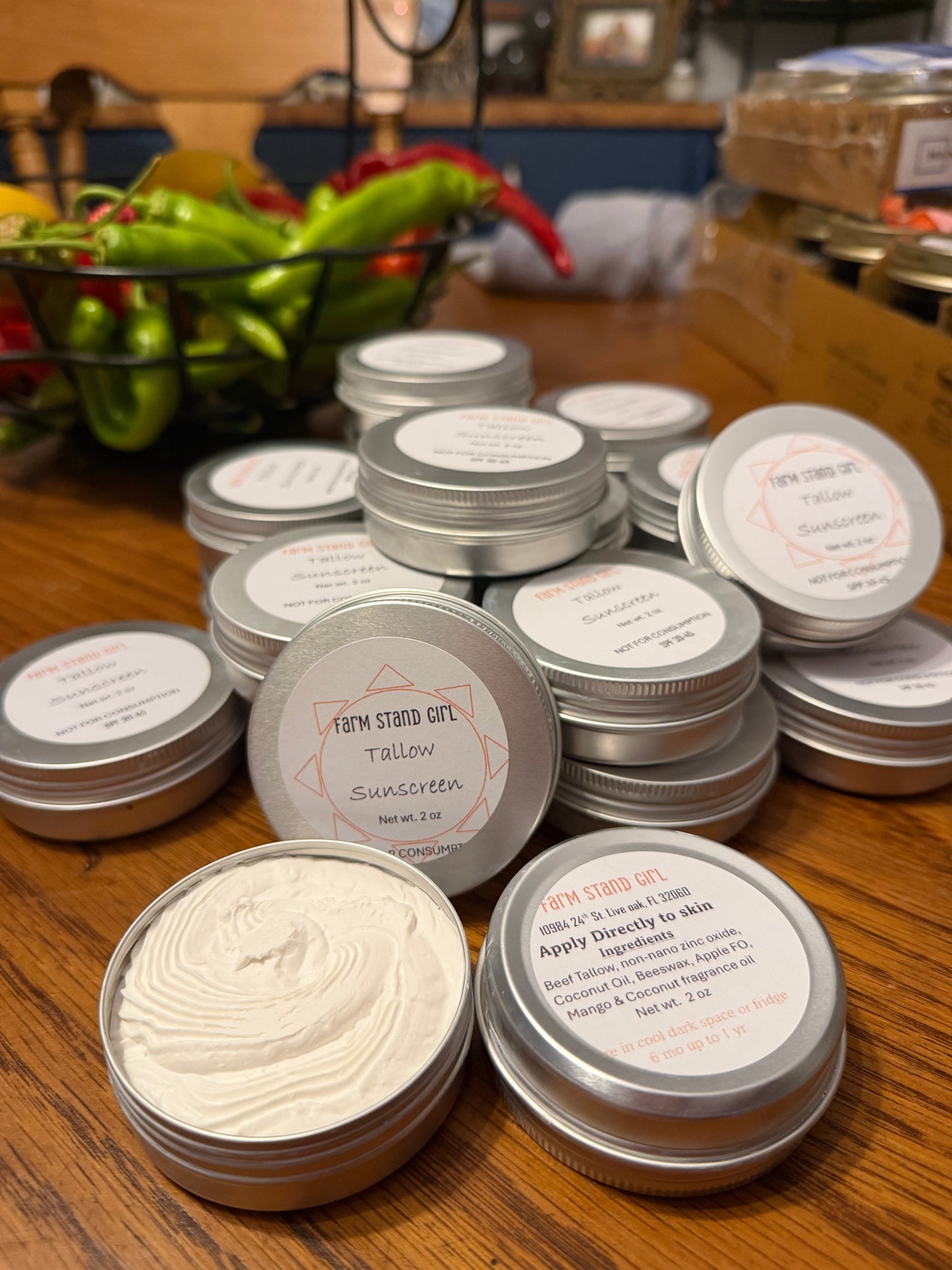 Tallow Sunscreen with non-nano zinc oxide, dye free